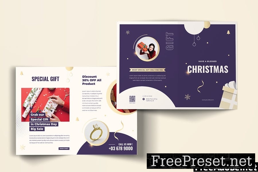 Christmas Gift Jewellery Trifold Brochure 