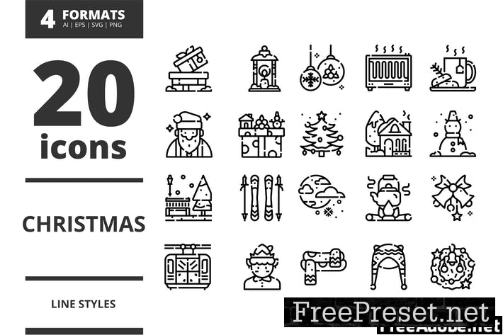 Christmas Line icons packs CEC2V7X