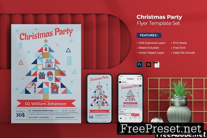 Christmas Party Flyer - Instagram Post & Stories TQZRALL