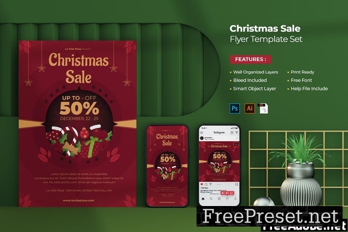 Christmas Sale Flyer - Instagram Post & Stories 2P6FR77