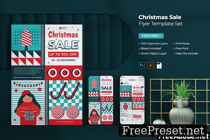 Christmas Sale Flyer - Instagram Post & Stories PNUMYKB