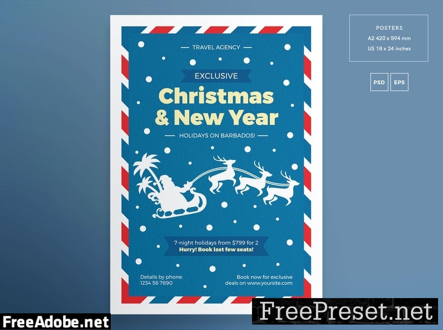 Christmas Travel Agency Flyer and Poster Template