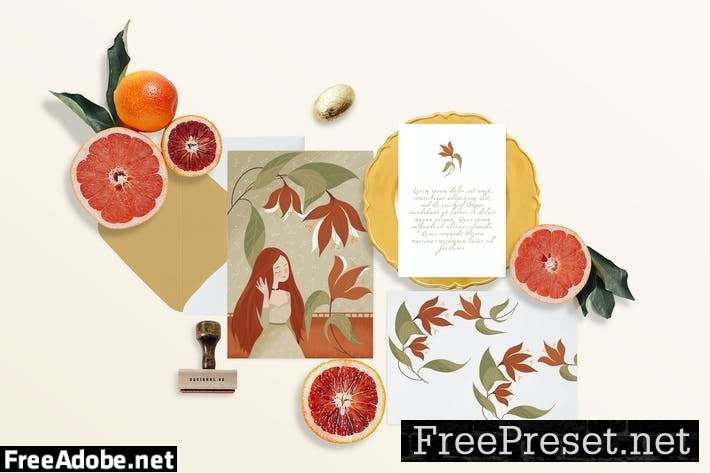 Citrus Invitation Card Mockup S29D6C4