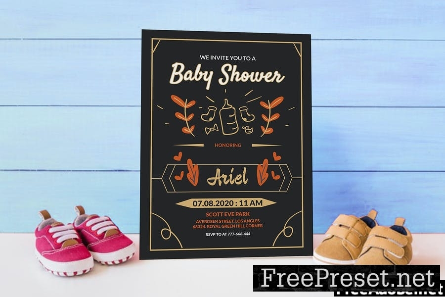 Classic Black White - Baby Shower Invitation