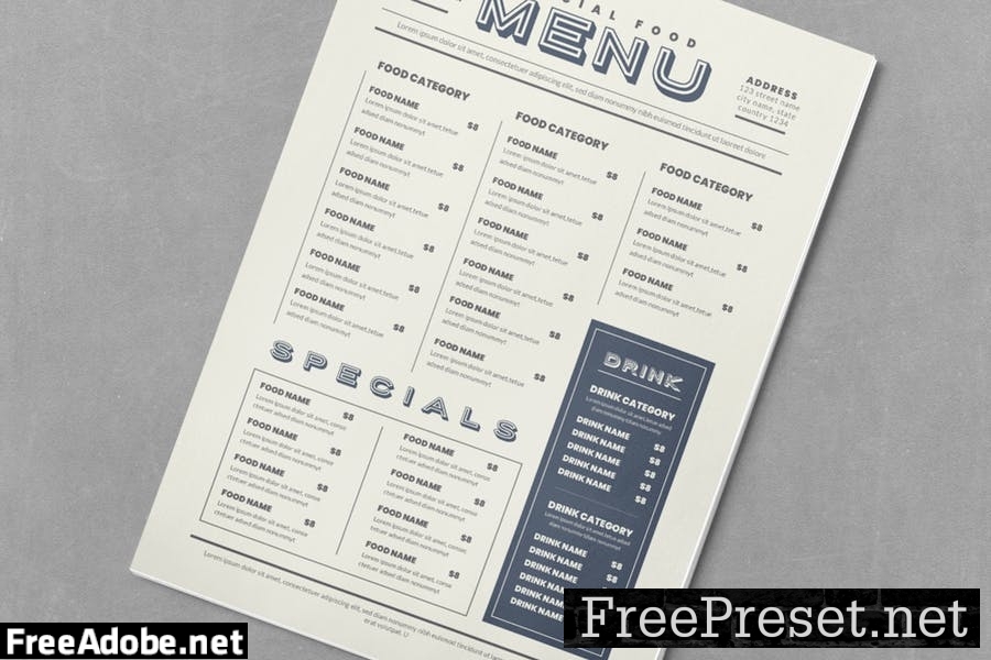 Classic Food Menu HQXSC8Y