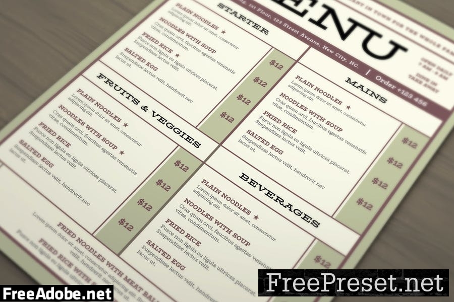 Classic Menu Template