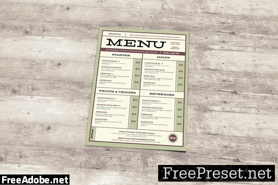 Classic Menu Template