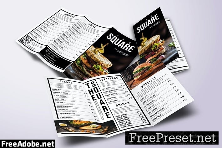 Classic Minimal Trifold A4 & US Letter Food Menu 4Y3WWPS