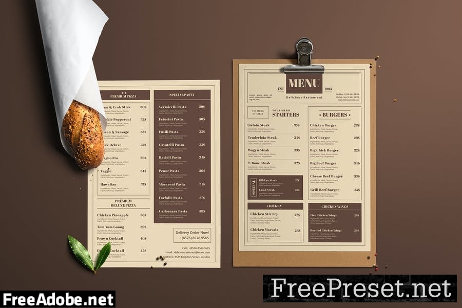 Classic | Restaurant Menu W7SN2J2