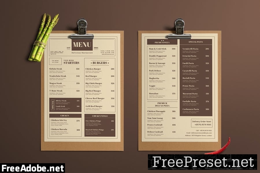 Classic | Restaurant Menu W7SN2J2