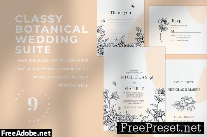 Classy Botanical Wedding Suite FLBMDW5