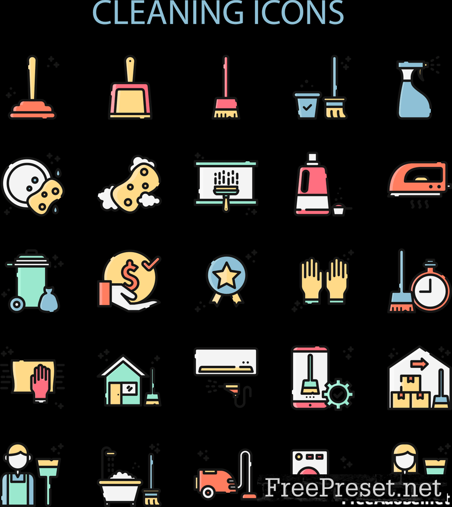 Cleaning Icons Set F5JYCSJ