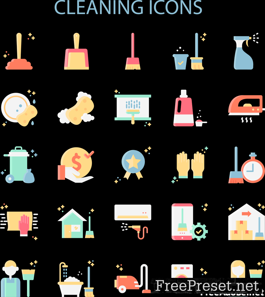 Cleaning Icons Set F5JYCSJ