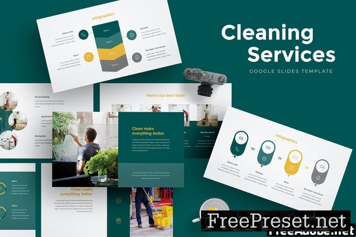 Cleaning Services Google Slides Template A4HK46