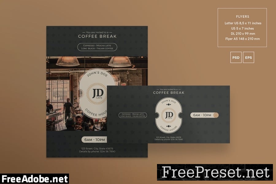 Coffee Bar Flyer and Poster Template 62HDTH