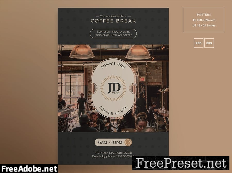 Coffee Bar Flyer and Poster Template 62HDTH