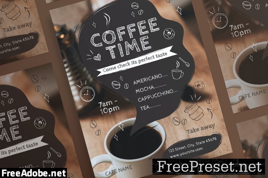 Coffee Cafe Flyer and Poster Template 467LAC