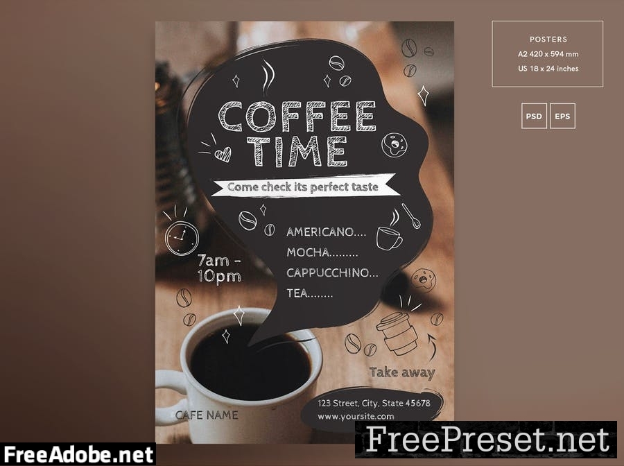 Coffee Cafe Flyer and Poster Template 467LAC