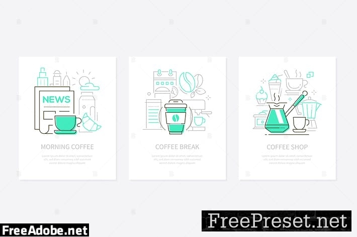 Coffee concept - line design style banners set W9MHMNL