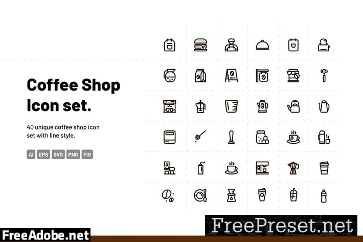 Coffee Shop Line Icons JV6MYHU