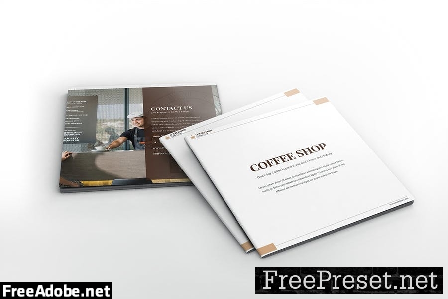 Coffee Shop Square Brochure Template