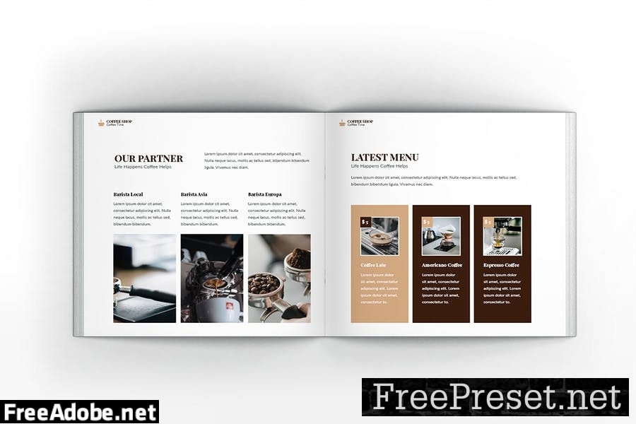 Coffee Shop Square Brochure Template