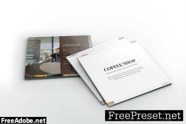 Coffee Shop Square Brochure Template ZHWDJH2