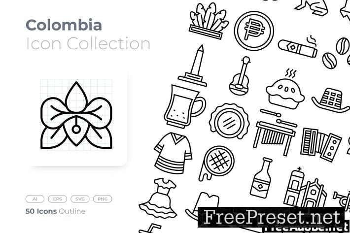 Colombia Outline Icon YYFBVAL