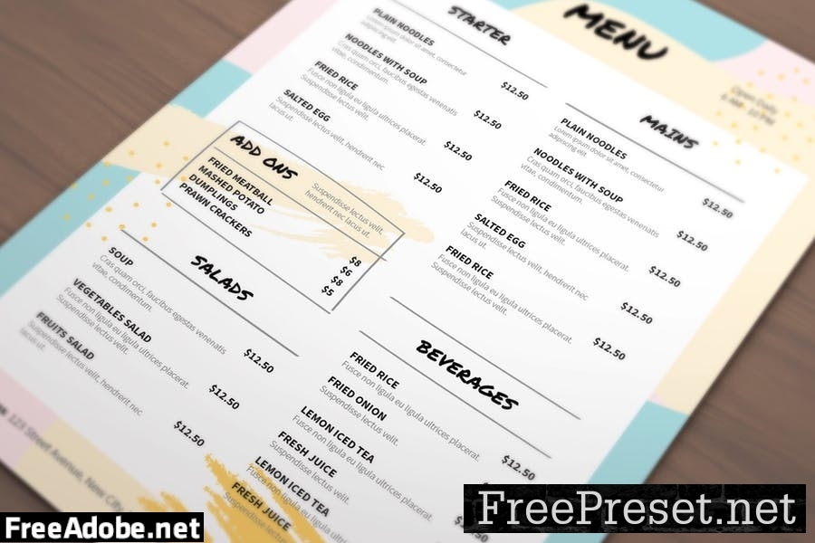 Colored Menu Template