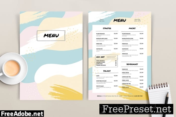 Colored Menu Template X39BU2W