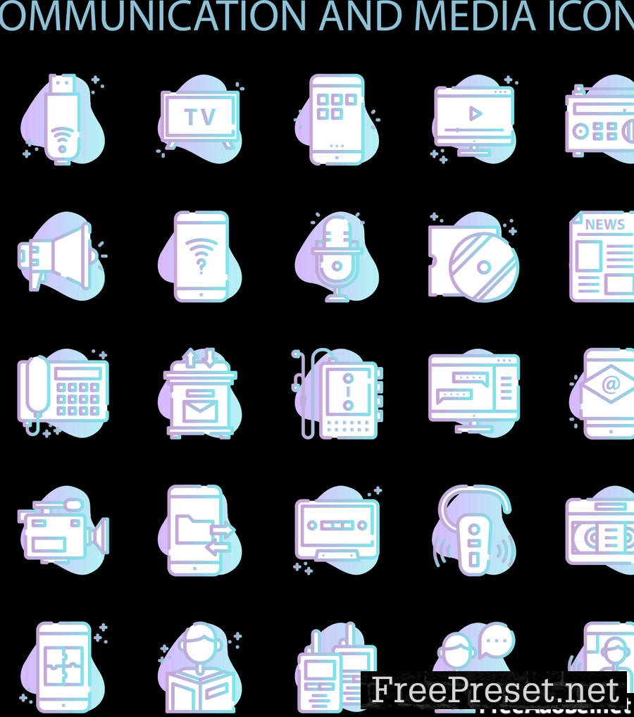 Communication And Media Icons Set