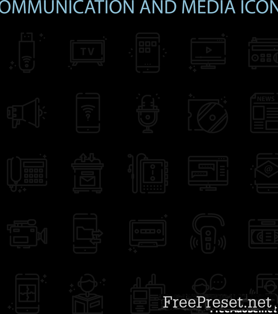 Communication And Media Icons Set