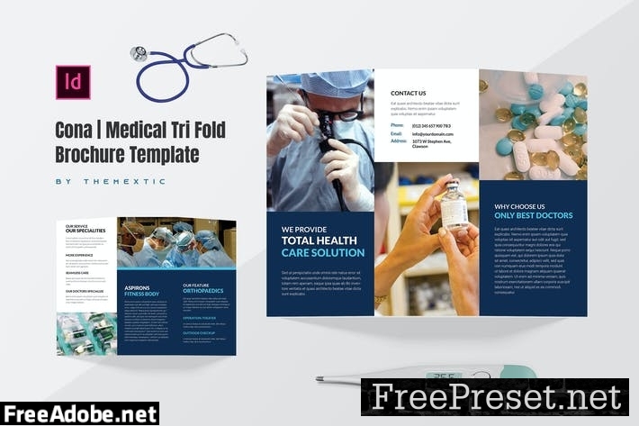 Cona Medical Tri Fold Brochure Design Template 8DMTEKG