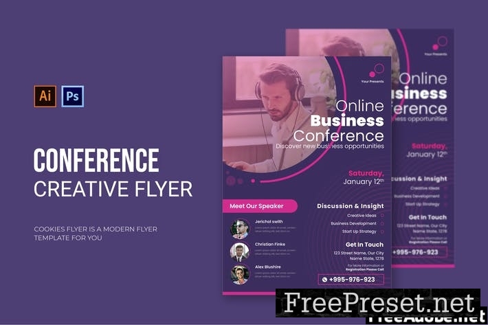 Conference Purple - Flyer SQUP37S