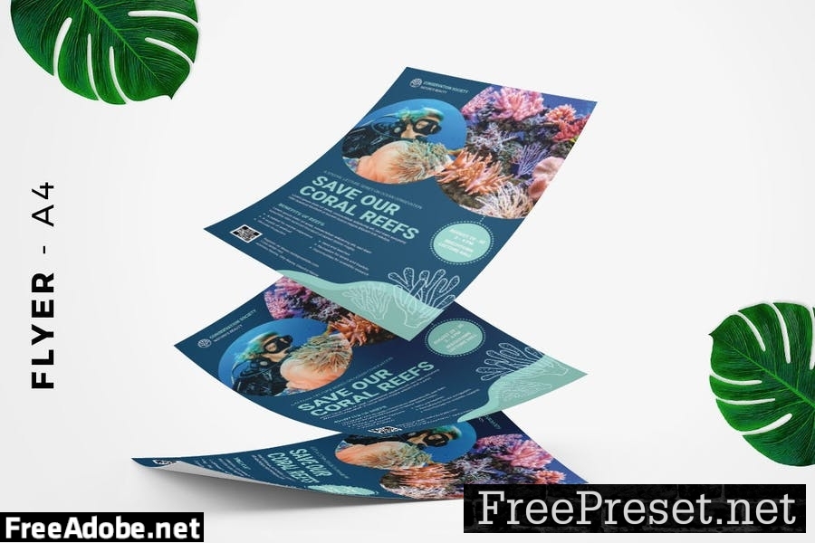 Conservation underwater flyer template promotion BR7H95G