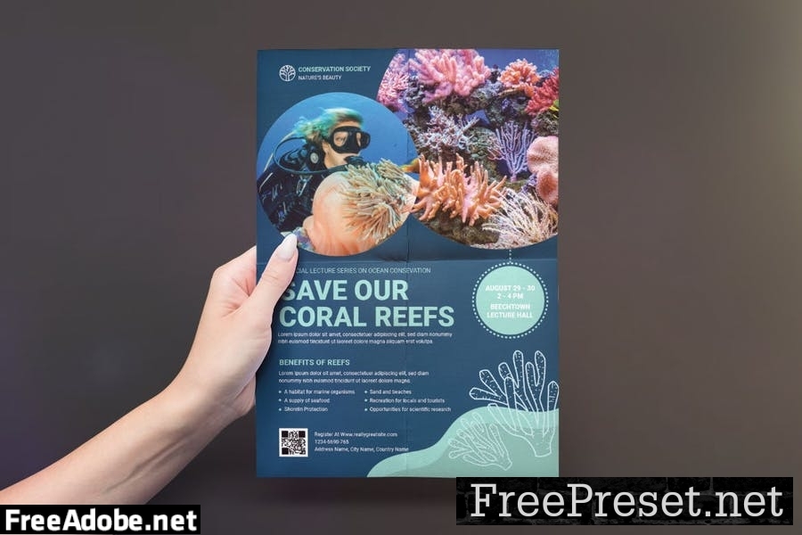 Conservation underwater flyer template promotion BR7H95G