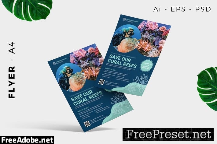 Conservation underwater flyer template promotion BR7H95G