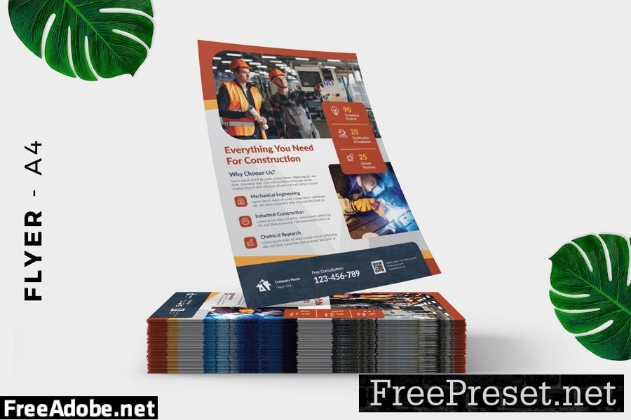 Construction service flyer template