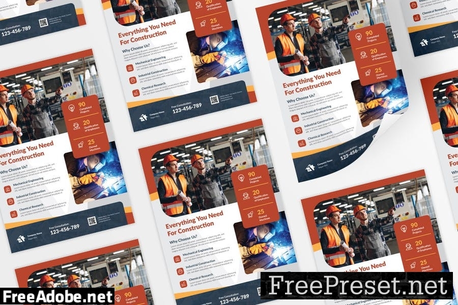 Construction service flyer template