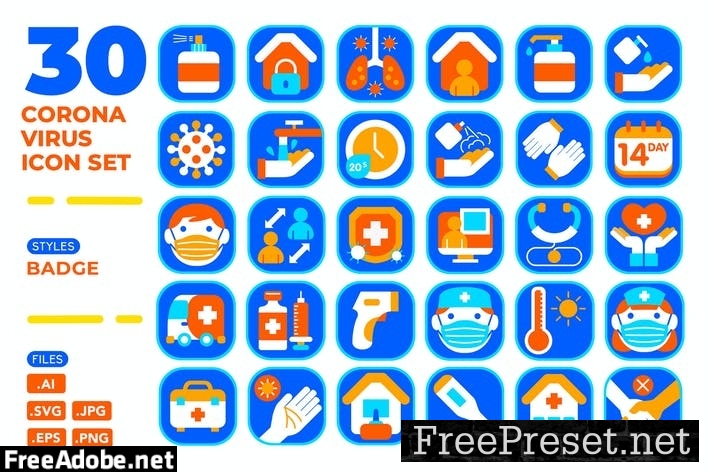 Coronavirus Icon Set (Badge) XXAJ23K