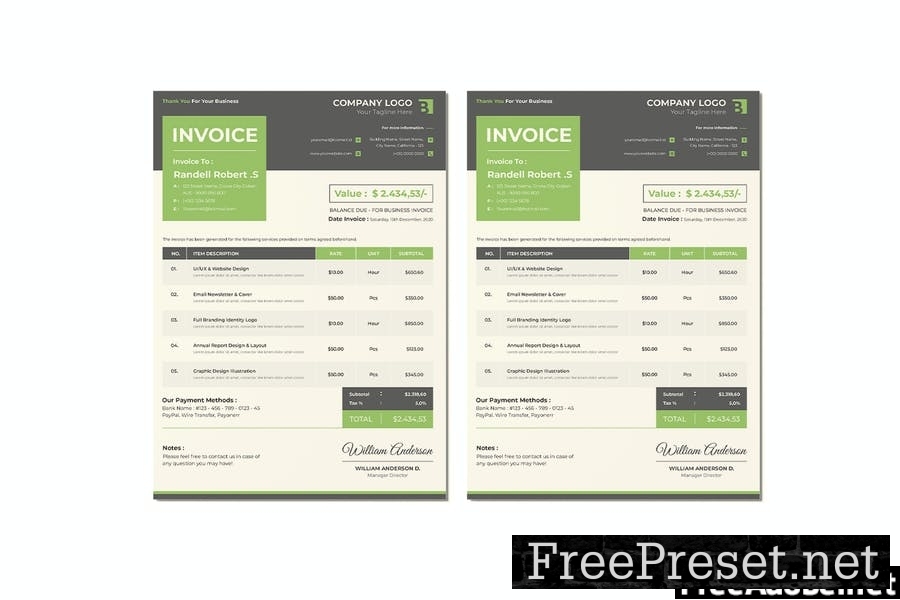 Corporate Order Invoice