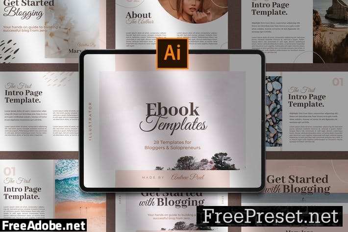 Creative Blogger Ebook Templates for Illustrator LJVMXRB