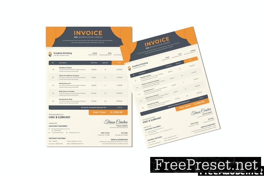 Creative Printing Invoice