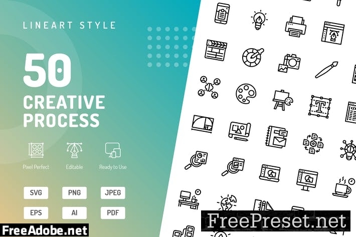 Creative Process Line Icons 57KZX9H