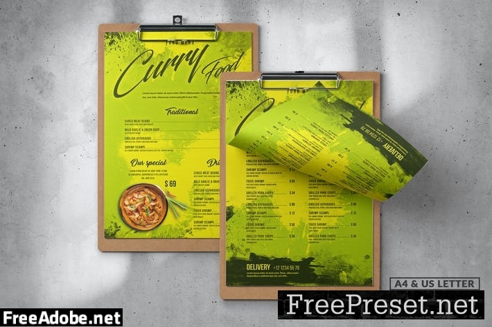 Curry Food Menu Design A4 & US Letter 7WAA5Q6