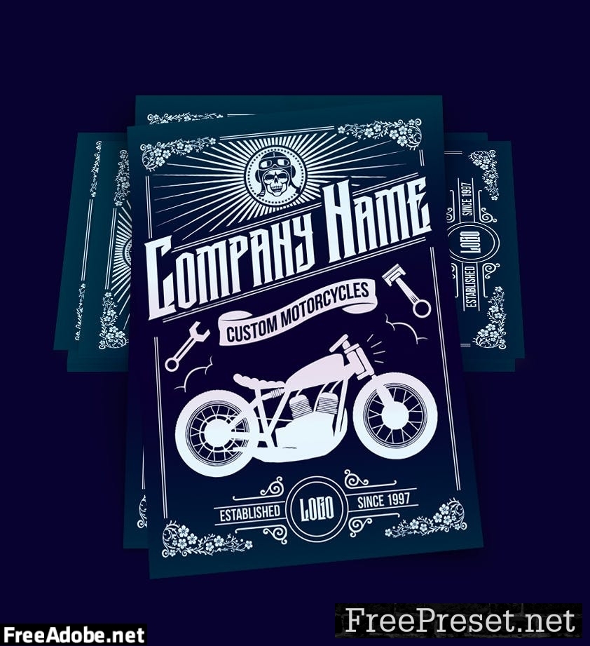 Custom Motorcycle Poster Flyer L2YX8J