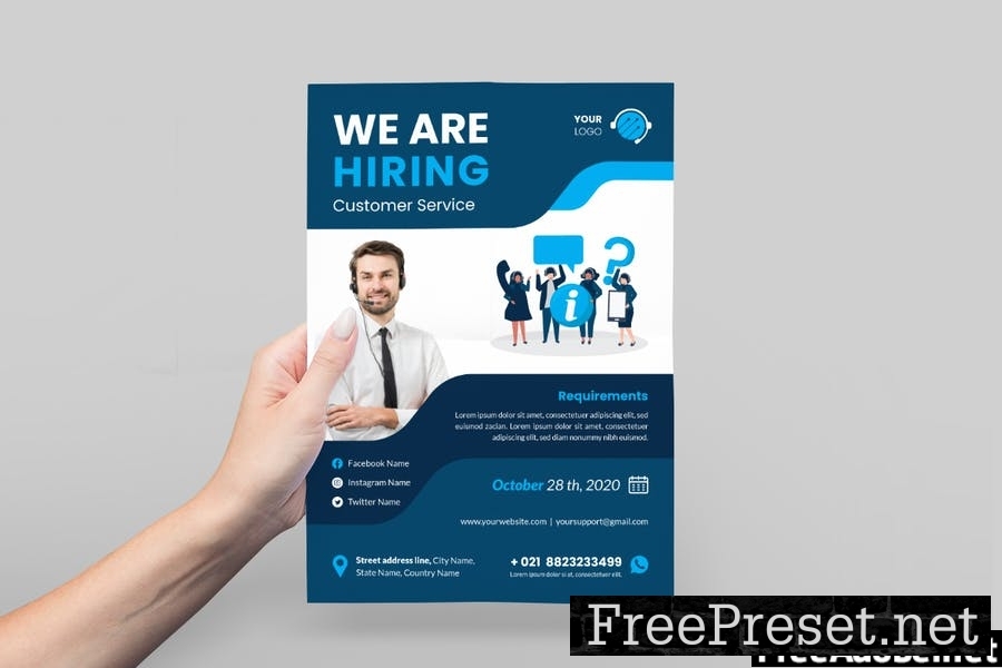 Customer Service Job Hiring Flyer Template