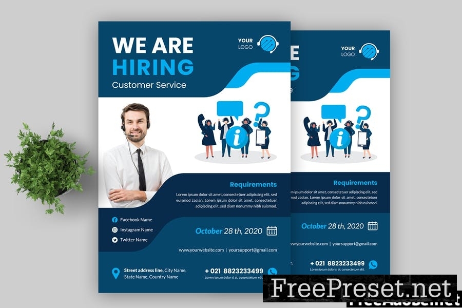 Customer Service Job Hiring Flyer Template