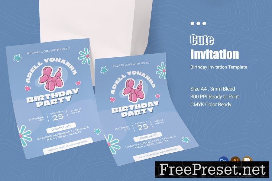 Cute Ballon Birthday Invitation QLLVHYQ