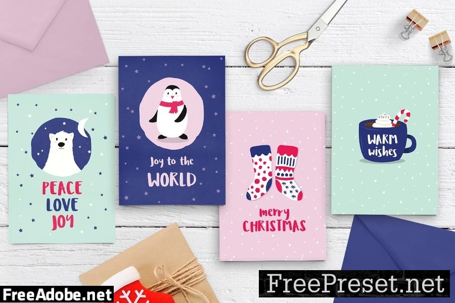 Cute Christmas Card Set JKD46U